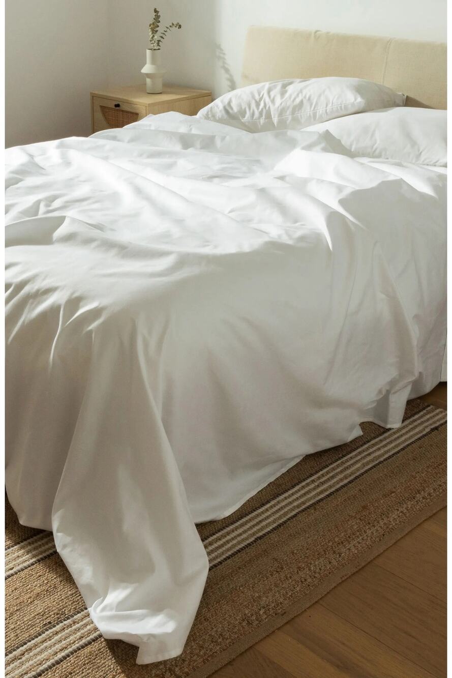 NWT Sijo 400 Thread Count Organic Cotton Percale Sheet Set Snow King 4PC
